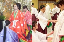 選択授業で十二単の様子
